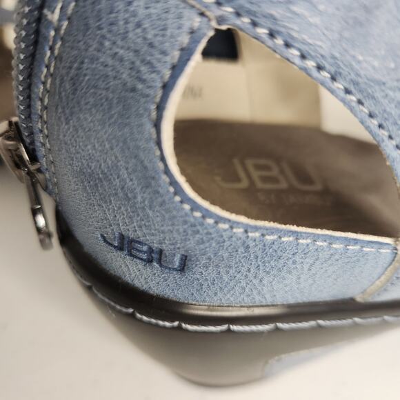JBU Size 8 Isla Blue Denim Color Zip Up Wedge Sandals - Picture 6 of 9